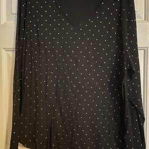 Black Polka Dot Long Sleeve Top NWT